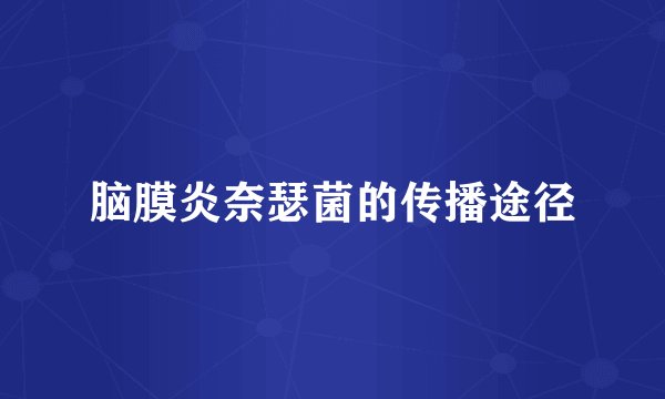 脑膜炎奈瑟菌的传播途径