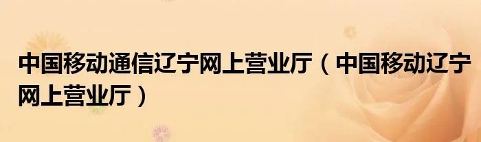 中国移动通信辽宁网上营业厅（中国移动辽宁网上营业厅）