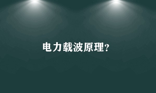 电力载波原理？