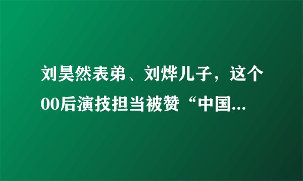 刘昊然表弟、刘烨儿子，这个00后演技担当被赞“中国式少年”