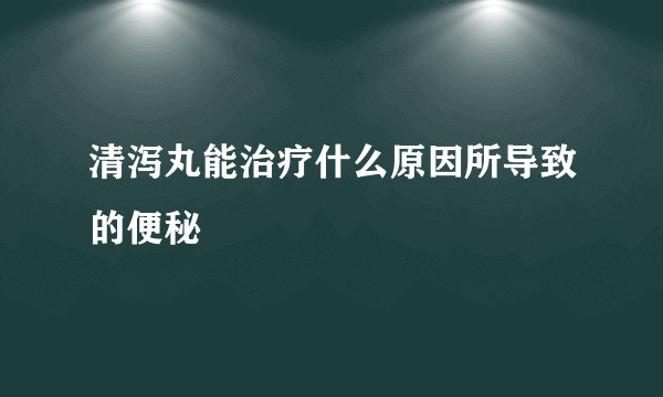 清泻丸能治疗什么原因所导致的便秘