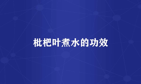 枇杷叶煮水的功效