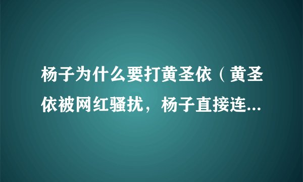 杨子为什么要打黄圣依（黄圣依被网红骚扰，杨子直接连麦互怼，这究竟是怎么回事）百科