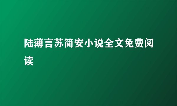 陆薄言苏简安小说全文免费阅读