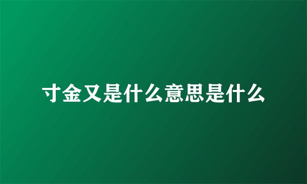 寸金又是什么意思是什么