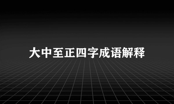 大中至正四字成语解释