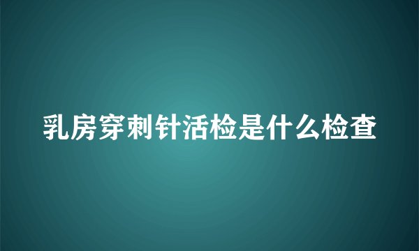乳房穿刺针活检是什么检查