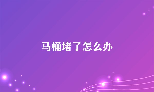 马桶堵了怎么办