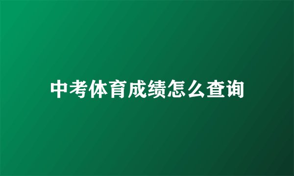 中考体育成绩怎么查询