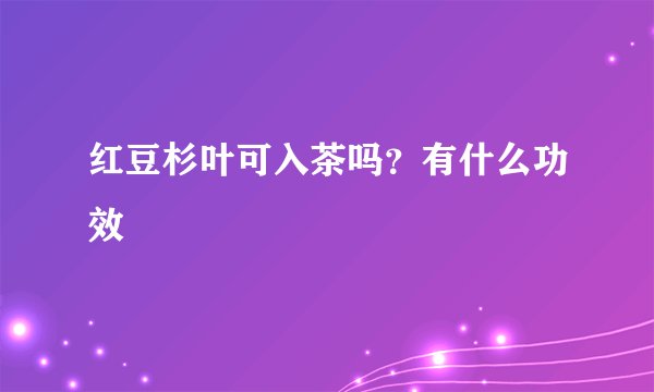 红豆杉叶可入茶吗?有什么功效