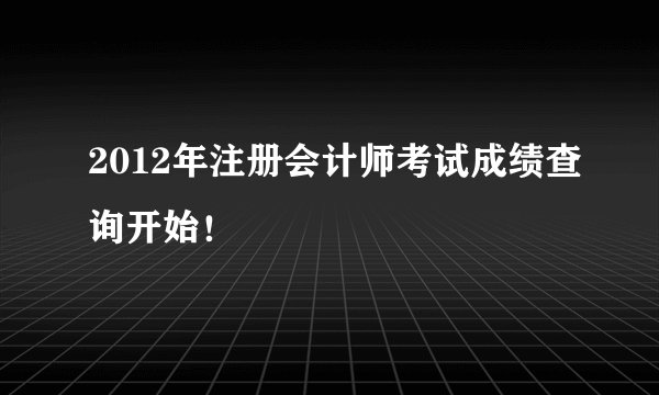 2012年注册会计师考试成绩查询开始！