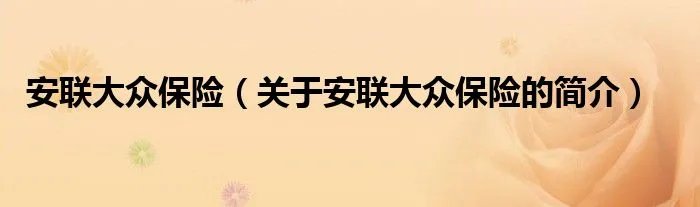 安联大众保险（关于安联大众保险的简介）