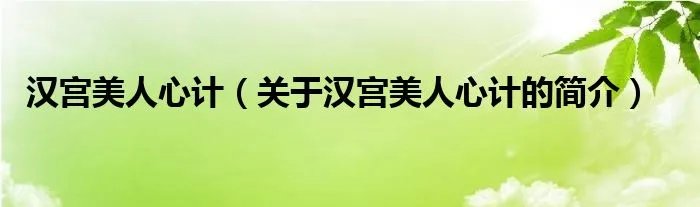 汉宫美人心计（关于汉宫美人心计的简介）