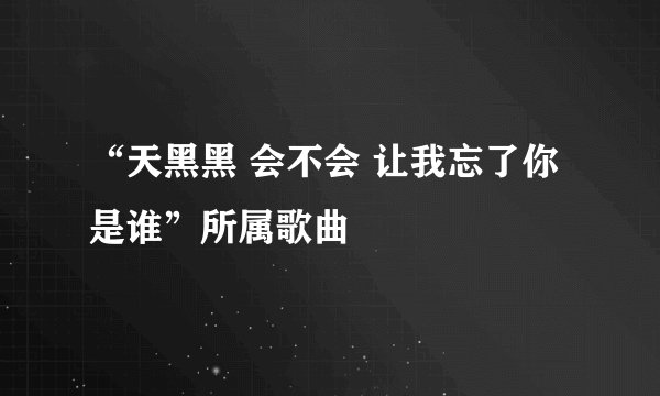 “天黑黑 会不会 让我忘了你是谁”所属歌曲