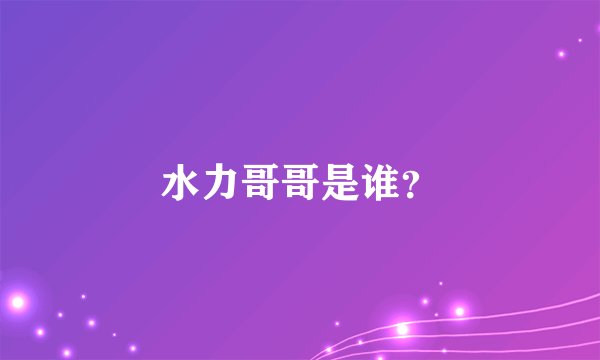 水力哥哥是谁？