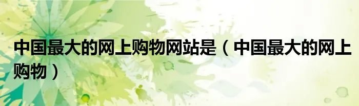 中国最大的网上购物网站是(中国最大的网上购物)