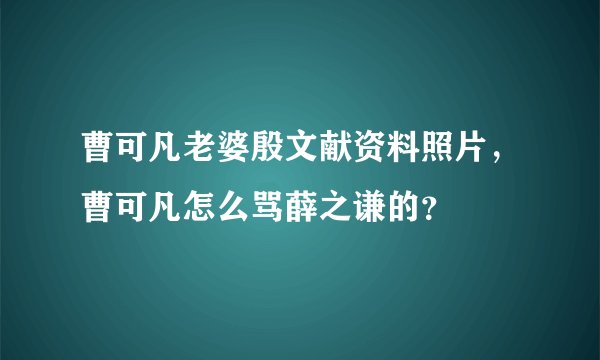曹可凡老婆殷文献资料照片,曹可凡怎么骂薛之谦的?