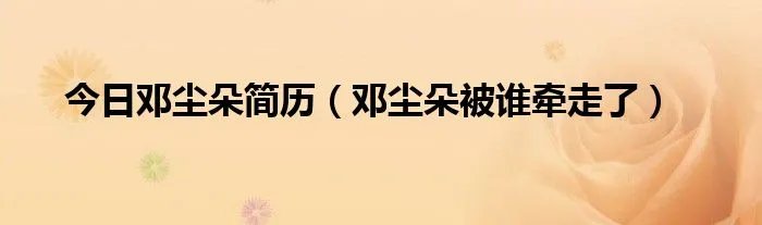 今日邓尘朵简历（邓尘朵被谁牵走了）