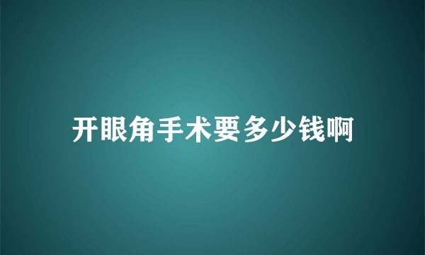 开眼角手术要多少钱啊