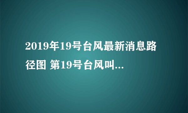 2019年19号台风最新消息路径图 第19号台风叫什么名字
