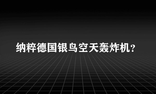 纳粹德国银鸟空天轰炸机？