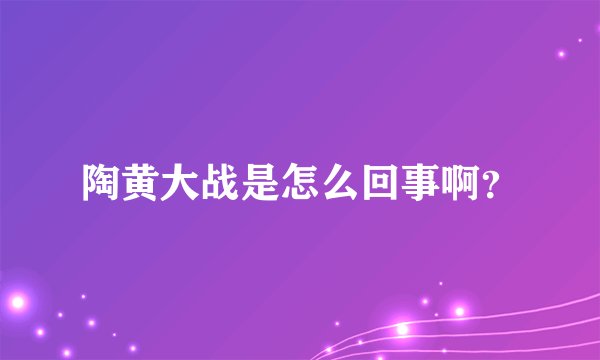 陶黄大战是怎么回事啊？