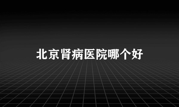 北京肾病医院哪个好