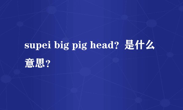 supei big pig head？是什么意思？