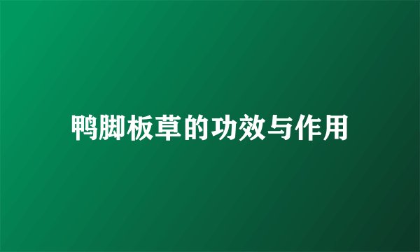 鸭脚板草的功效与作用