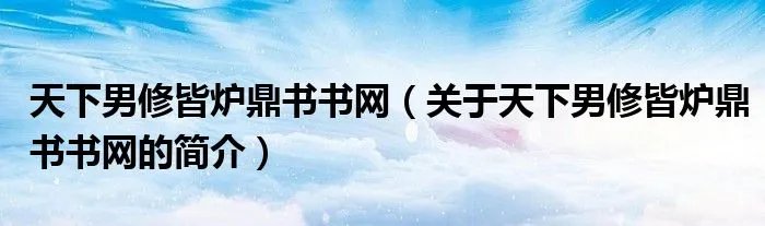 天下男修皆炉鼎书书网(关于天下男修皆炉鼎书书网的简介)