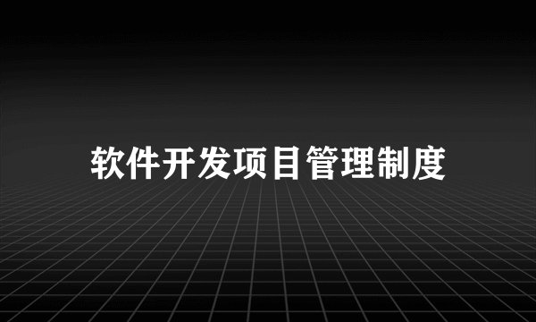 软件开发项目管理制度