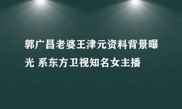 郭广昌老婆王津元资料背景曝光 系东方卫视知名女主播