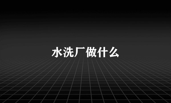 水洗厂做什么