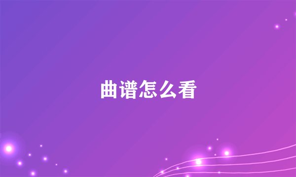 曲谱怎么看