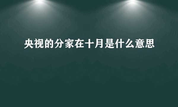 央视的分家在十月是什么意思