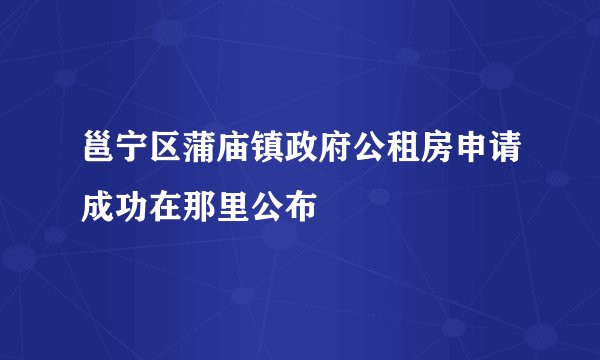 邕宁区蒲庙镇政府公租房申请成功在那里公布