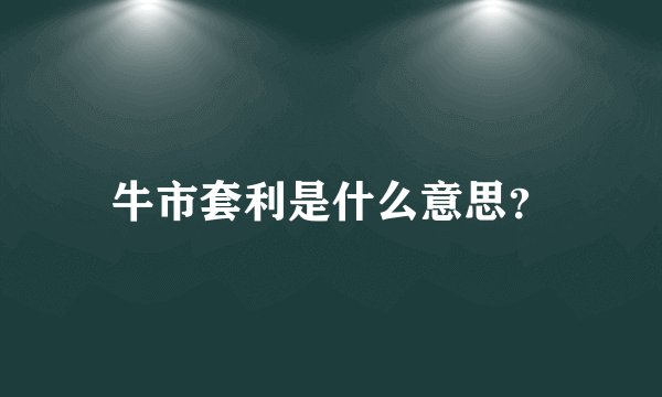 牛市套利是什么意思？
