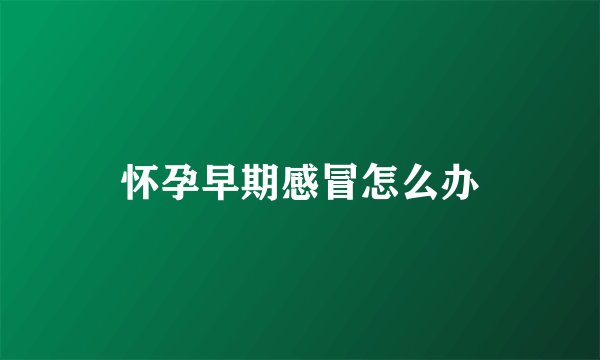 怀孕早期感冒怎么办
