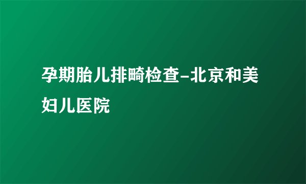 孕期胎儿排畸检查-北京和美妇儿医院