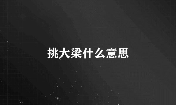 挑大梁什么意思