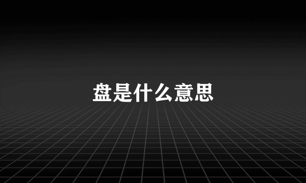 盘是什么意思