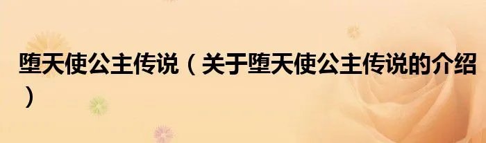 堕天使公主传说（关于堕天使公主传说的介绍）