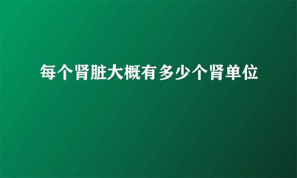 每个肾脏大概有多少个肾单位