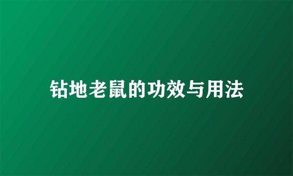 钻地老鼠的功效与用法