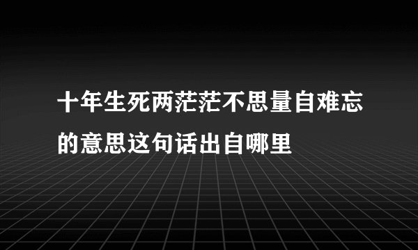 十年生死两茫茫不思量自难忘的意思这句话出自哪里