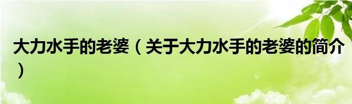 大力水手的老婆(关于大力水手的老婆的简介)
