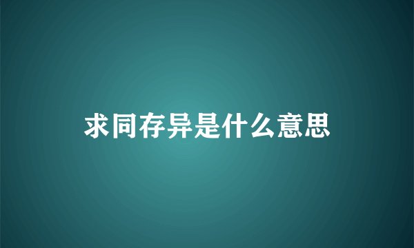 求同存异是什么意思