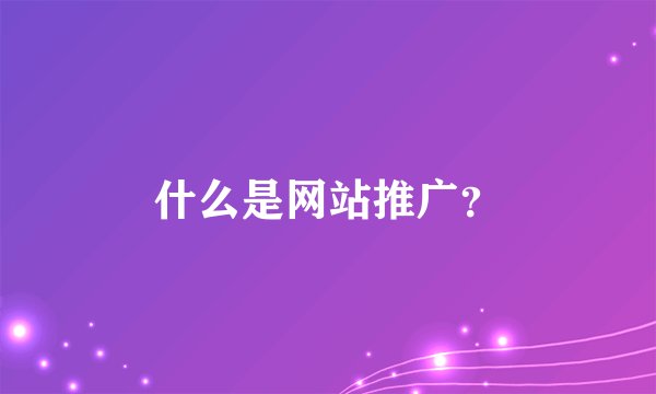 什么是网站推广?