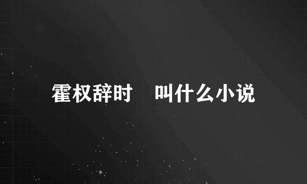 霍权辞时婳叫什么小说
