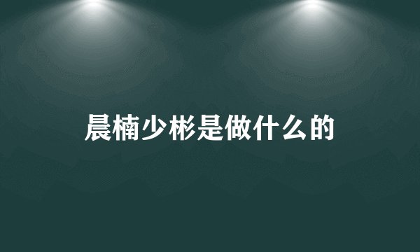 晨楠少彬是做什么的